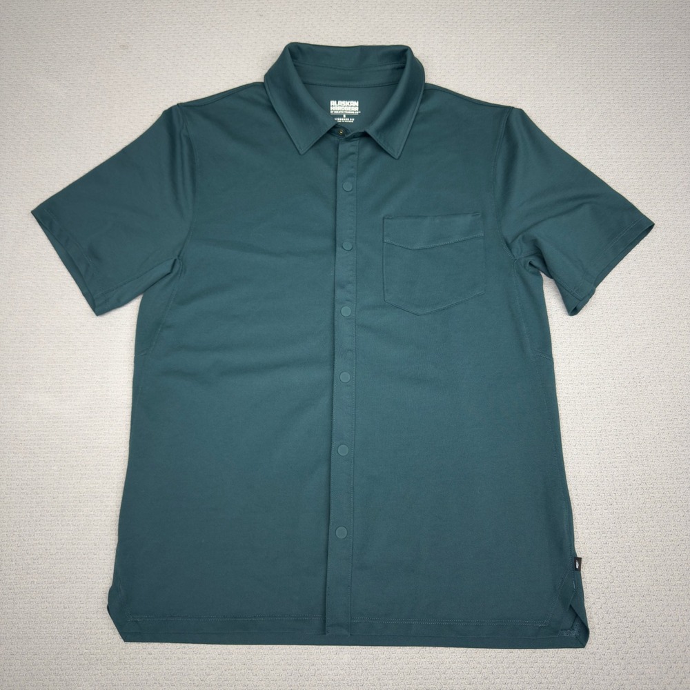 Alaskan Hardgear Duluth Trading Shirt Mens S Teal Green Summit Snap Stretch